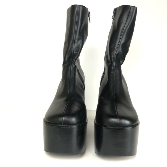Jeffrey Campbell Mexique Platform Ankle Retro Boho Boots Glossy Black Sz 9.5 - Picture 2 of 7